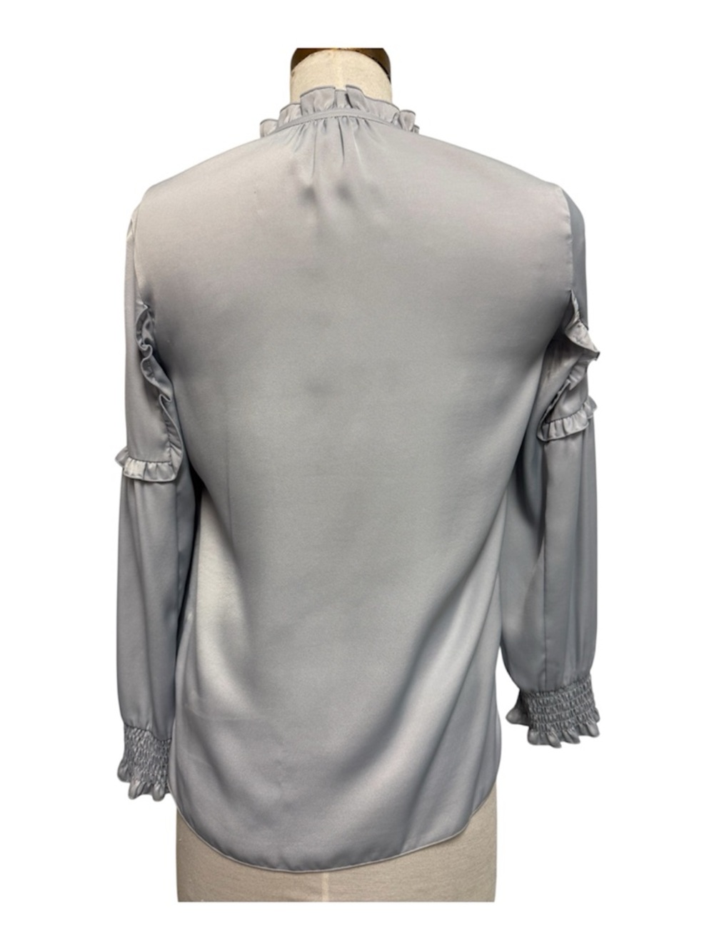 Reiss Silver Satin Ruffle Blouse - Picture 2 of 5